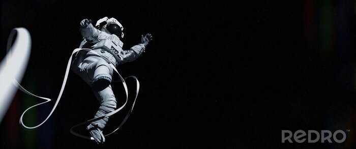 Tableau  Motif noir et blanc avec un astronaute
