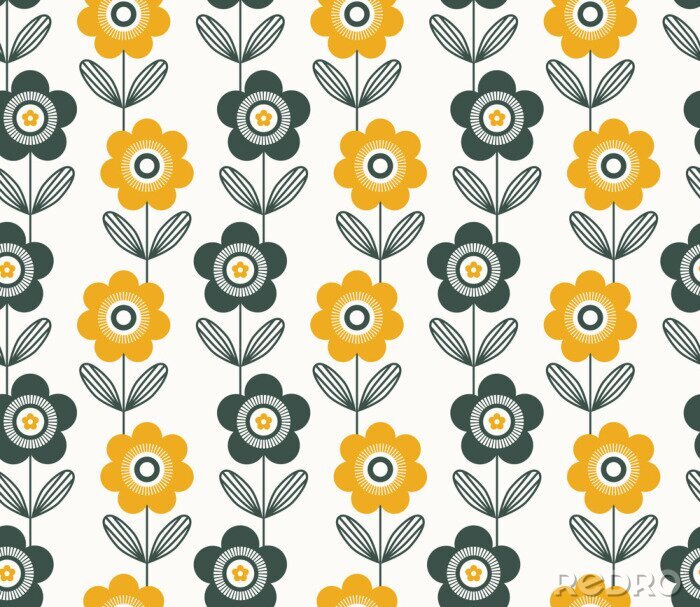 Tableau  Motif rétro transparent avec des fleurs