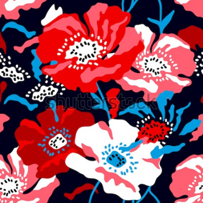 Tableau  Motif saturé de coquelicots