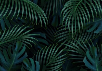 Motif tropical avec des feuilles vertes de plantes exotiques