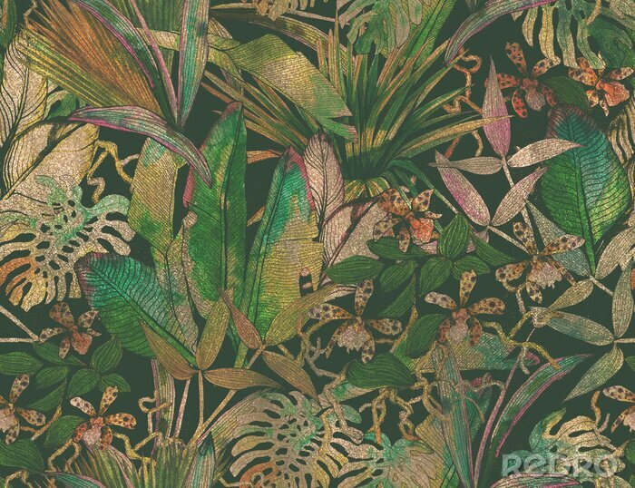 Tableau  Motif tropical plante dans un style vintage