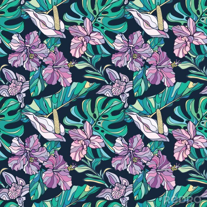 Tableau  Motif tropical vectoriel coloré sans couture