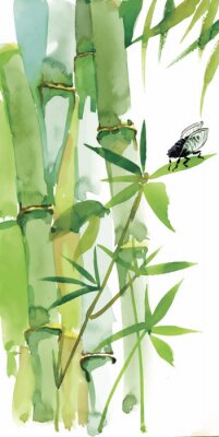 Motifs de bambou avec des insectes
