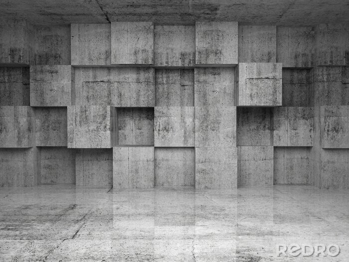 Tableau  mur 3d construit de cubes en béton
