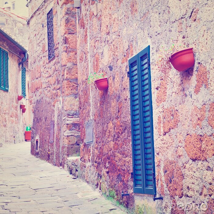 Tableau  Mur avec des volets bleus