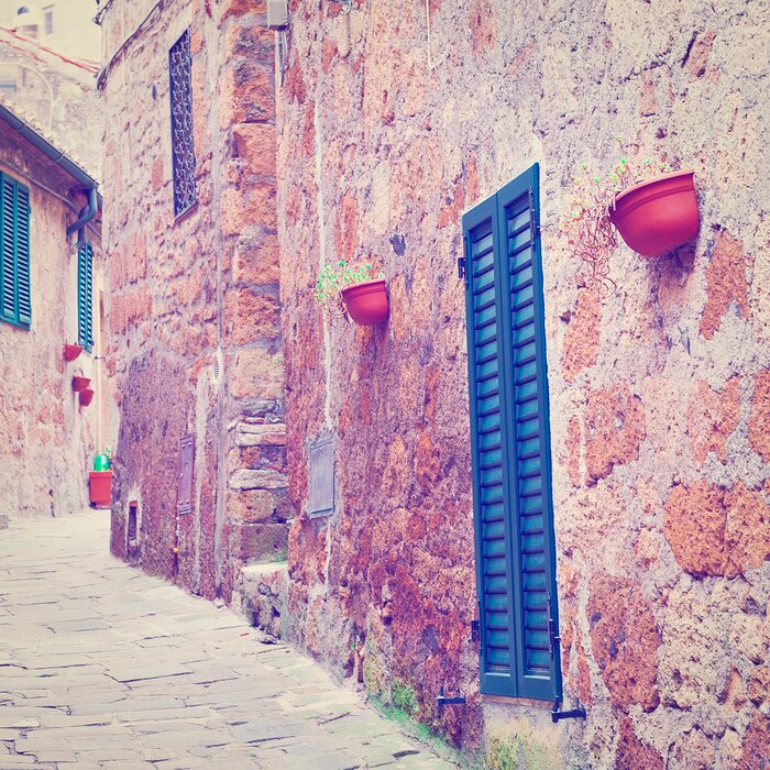 Tableau  Mur avec des volets bleus