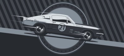 Papier peint  Muscle car on racing, vintage colors, vector illustration.