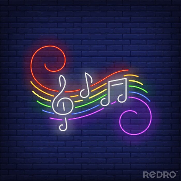 Tableau  Music notes with LGBT colors neon sign
