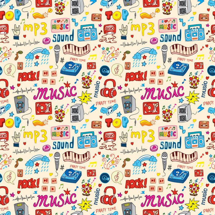 Tableau  musique mignon icône, seamless