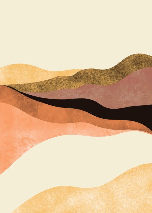 Tableau  Natural Landscape background with hand painted illustrations. Mountain in poster design. Abstract arts background . Vector illustration