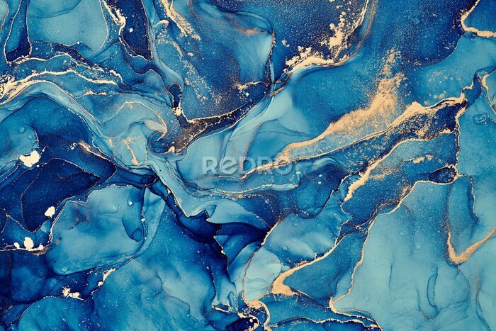 Tableau  Natural  luxury abstract fluid art painting in alcohol ink technique. Tender and dreamy  wallpaper. Mixture of colors creating transparent waves and golden swirls. For posters, other printed materials