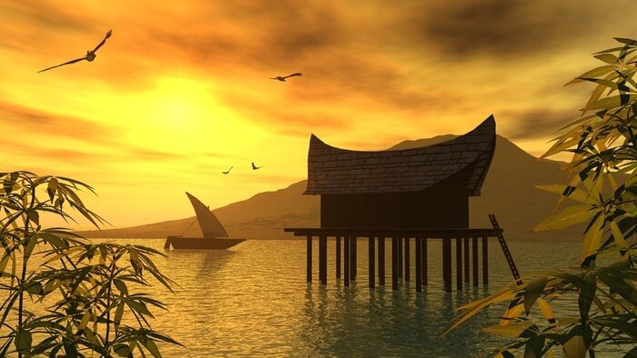 Tableau  Nature au coucher du soleil