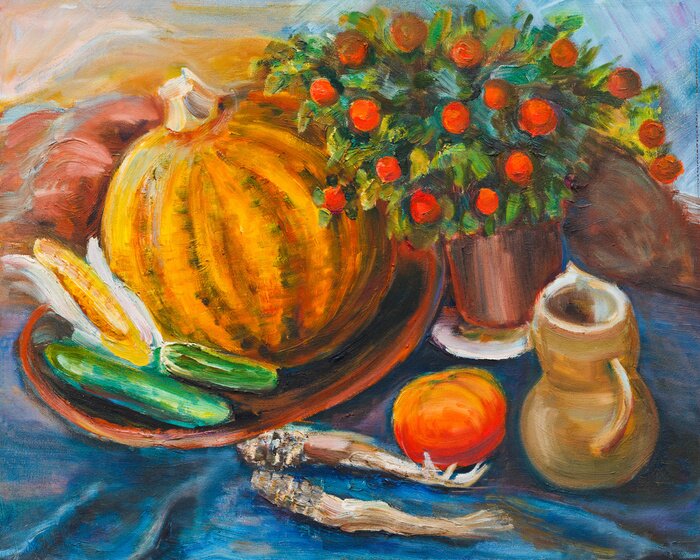 Tableau  Nature morte avec citrouille