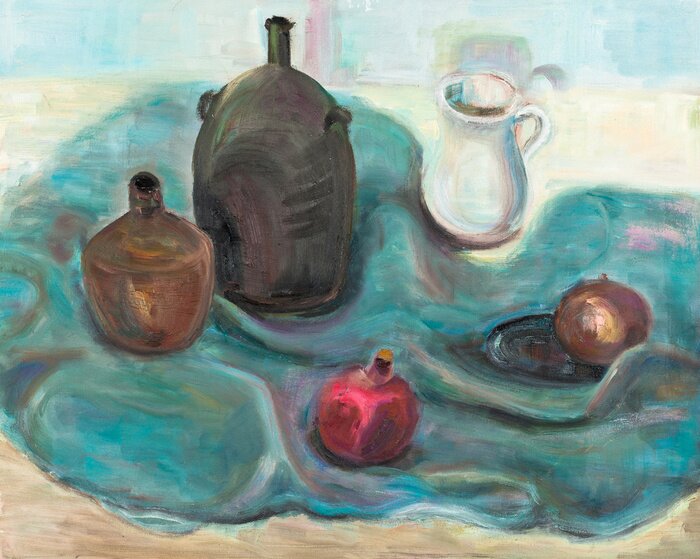 Tableau  Nature morte sur le tissu bleu foncé