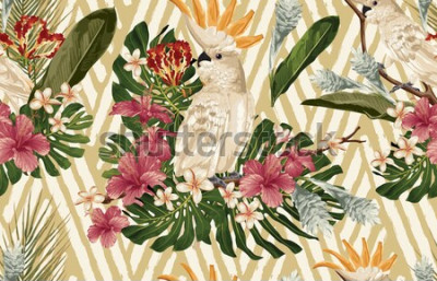 Tableau  Nature tropicale avec un perroquet