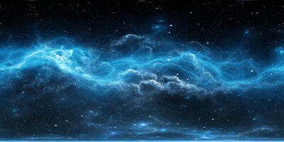 Nébuleuses bleues dans une photographie panoramique