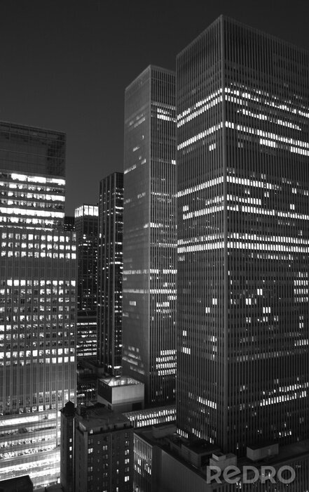 Tableau  New York City la nuit en noir et blanc