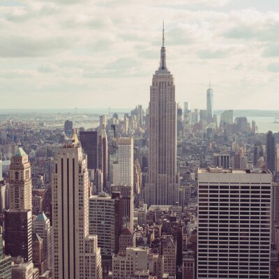Tableau  New York City, Manhattan vue aérienne avec l'Empire State Building