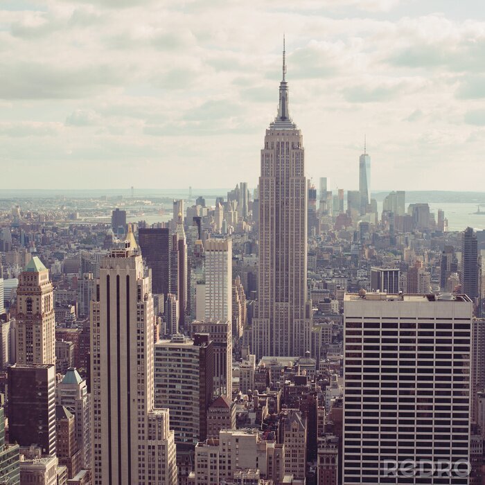 Tableau  New York City, Manhattan vue aérienne avec l'Empire State Building