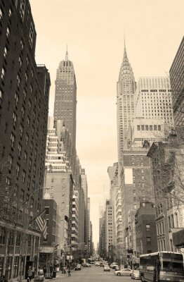 Tableau  New York City Manhattan vue sur la rue en noir et blanc