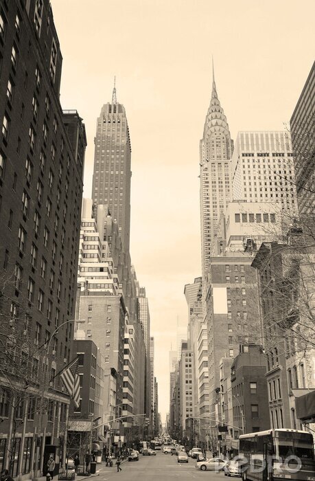 Tableau  New York City Manhattan vue sur la rue en noir et blanc