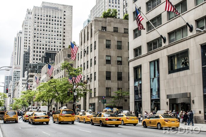 Tableau  New York City Taxi Streets Etats-Unis Big Apple Skyline drapeau américain