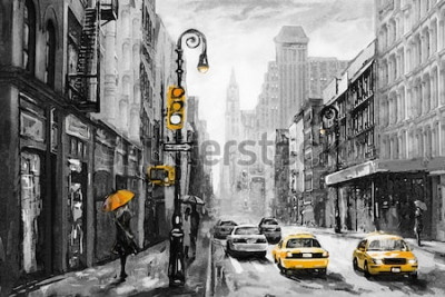 Tableau  New York et taxis jaunes