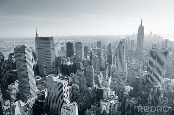 Tableau  New York le matin noir blanc