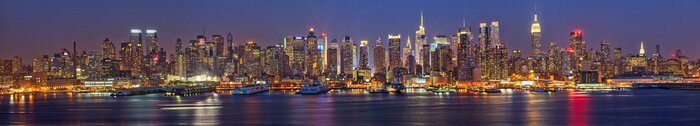 Tableau  New York panorama la nuit