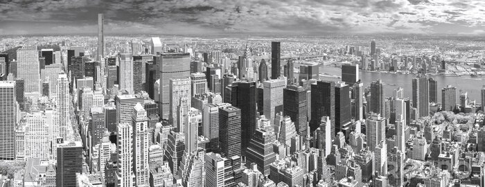 Tableau  Noir, blanc, panoramique, vue, Manhattan, nouveau, York, USA