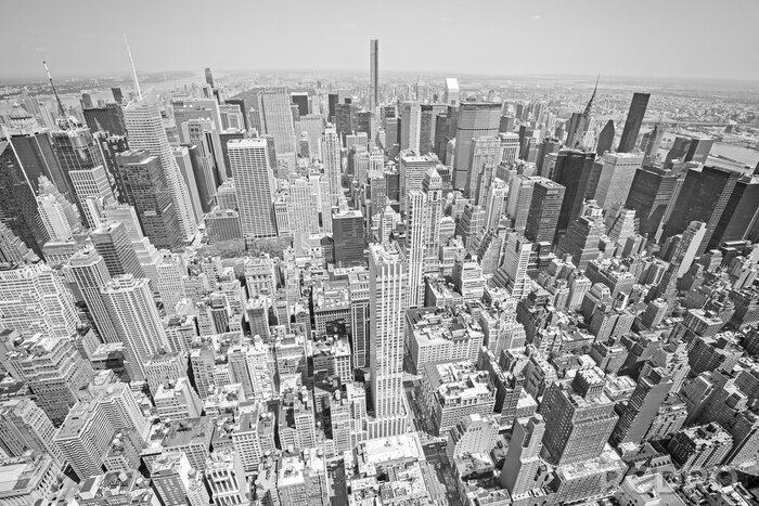 Tableau  Noir, blanc, tonique, aérien, vue, Manhattan, NYC