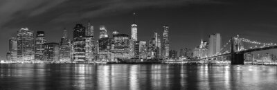 Tableau  Noir, blanc, ville, nuit, panoramique, image, USA