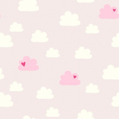 Nuages blancs et roses sur un fond rose