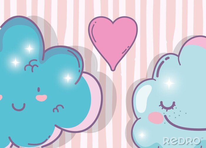 Tableau  Nuages bleus Kawaii