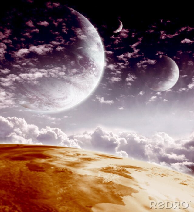 Tableau  Nuages et planètes du cosmos