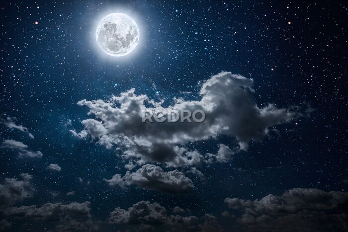 Tableau  Nuit éclairée par la lune avec des nuages