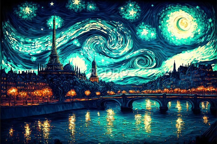 Tableau  Nuit étoilée sur Paris
