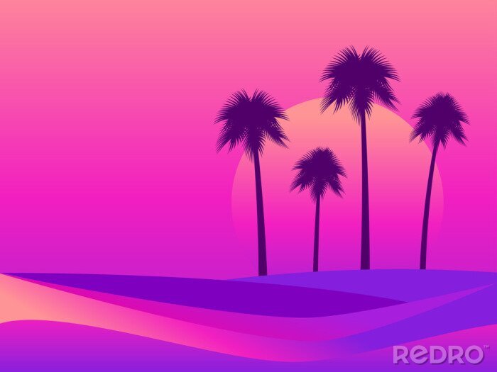 Tableau  Oeuvre tropicale avec des palmiers