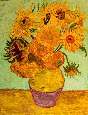 Tableau  Oil painting. Reproduction: "Sunflowers" Vincent Van Gogh. Oil on canvas 70 x 90 cm