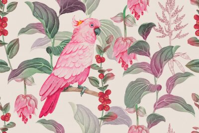 Tableau  Oiseau rose et nature