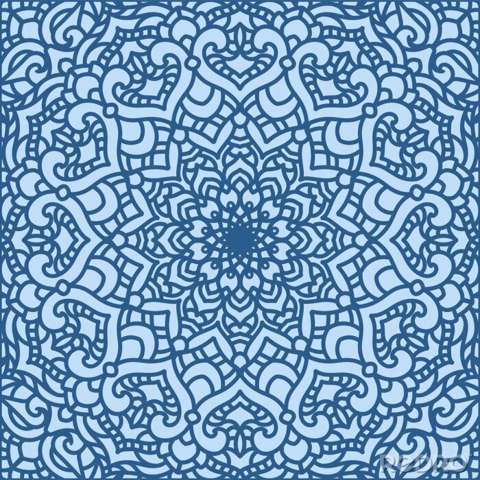 Tableau  Openwork, decorative, abstract, symmetrical pattern in the form of a square. Suitable for curtains, wallpaper, fabric, tile, wrapping paper.