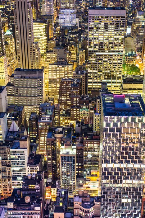 Tableau  Or paysage urbain de New York bâtiments et des lumières ville la nuit