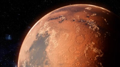 Tableau  Orbiting Planet Mars. High quality 3d illustration