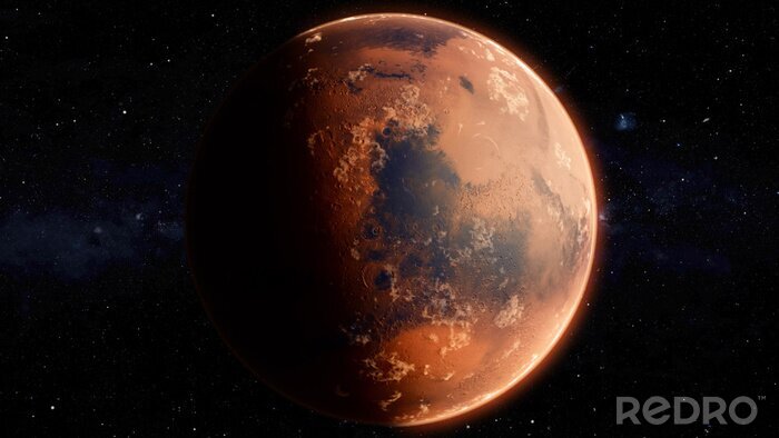 Tableau  Orbiting Planet Mars. High quality 3d illustration