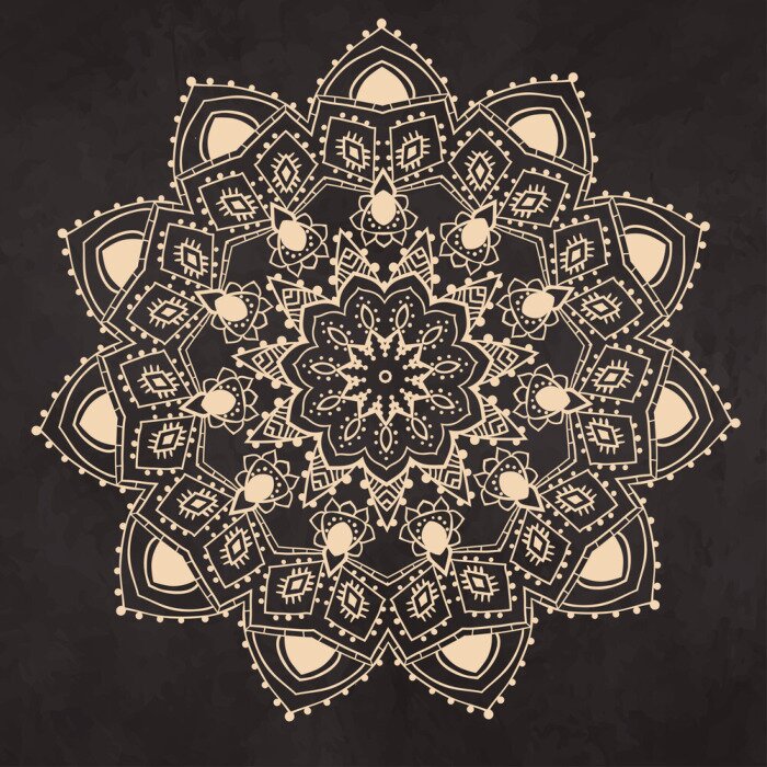 Tableau  Ornement noir et blanc mandala