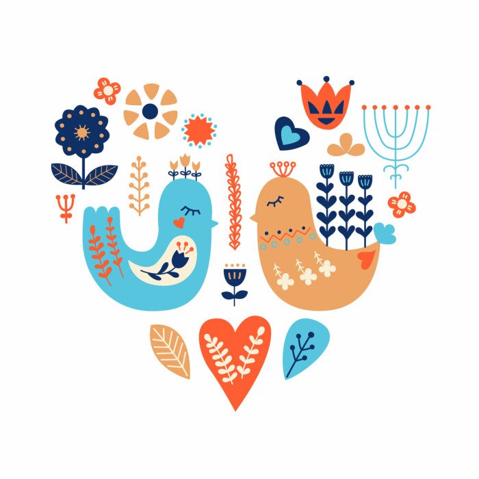 Tableau  Ornements nordiques, motif d'art populaire. Style scandinave. Illustration vectorielle