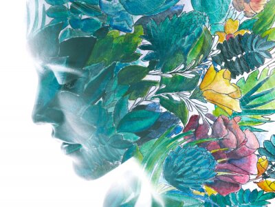 Papier peint  Paintography. Portrait of a woman combined with a painting