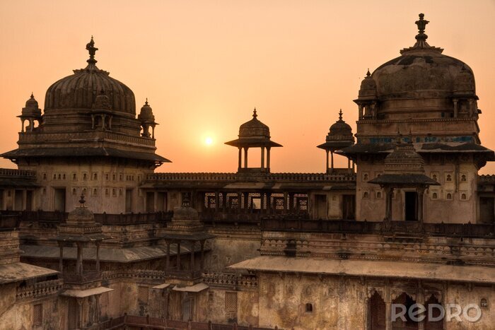 Tableau  Palaceat coucher du soleil d'Orcha, Inde.