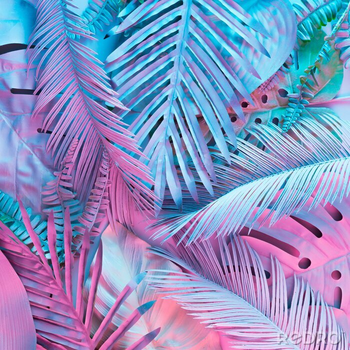 Tableau  Palmiers néon tropicaux