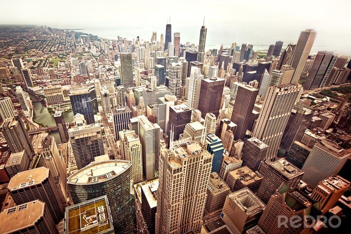 Tableau  Panorama de Chicago vintage